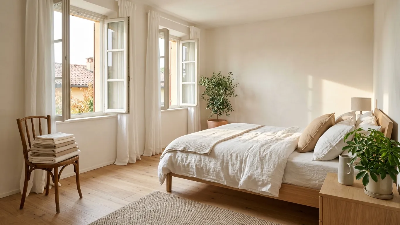 Camera da letto luminosa e in ordine